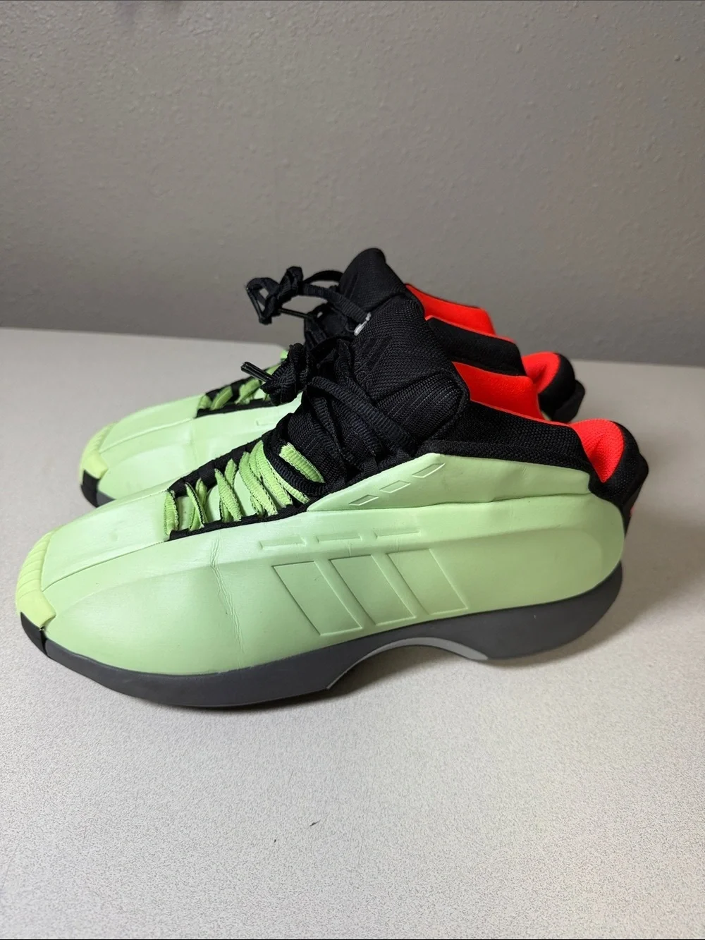 adidas Men's Sneakers Black and Neon Green with Red Accents